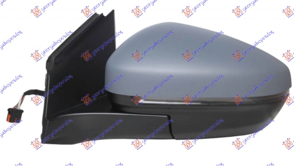 DOOR MIRROR ELECT. HEATED FOLD. W/MEMORY PRIMED (W/LAMP & F. LAMP & BLIS) (A QUALITY)  (CONVEX GLASS)