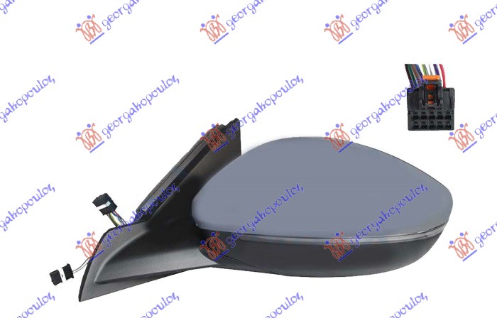 DOOR MIRROR ELECT.HEATED FOLTABLE PRIMED (W/SIDE & FOOT LAMP) (10 PIN) (A QUALITY) (CONVEX GLAS)