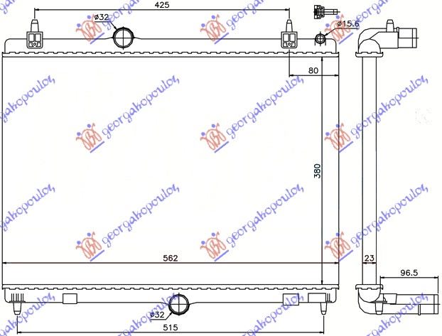 RADIATOR (MECHANICAL) 1.6 THP-VTI PETROL - 1.6 HDi-2.0 HDi-BLUEHDi DIESEL MANUAL (380x560)