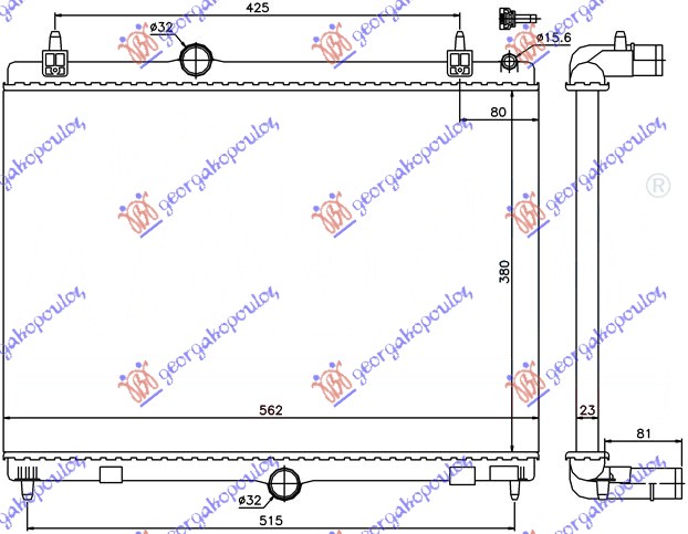 RADIATOR (BRAZED) 1.6 THP-VTI PETROL - 1.6 HDi -2.0 HDi/BLUEHDi DIESEL MANUAL (380x560)