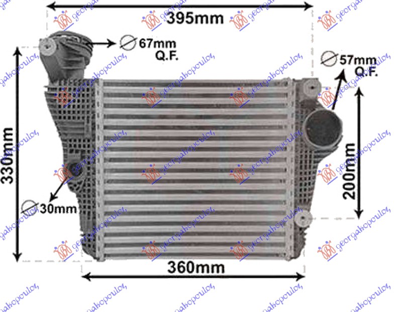 ΨΥΓΕΙΟ INTERCOOLER 3.0 GTS/3.0-3.6 I TURBO ΒΕΝΖΙΝΗ (285x279x62)