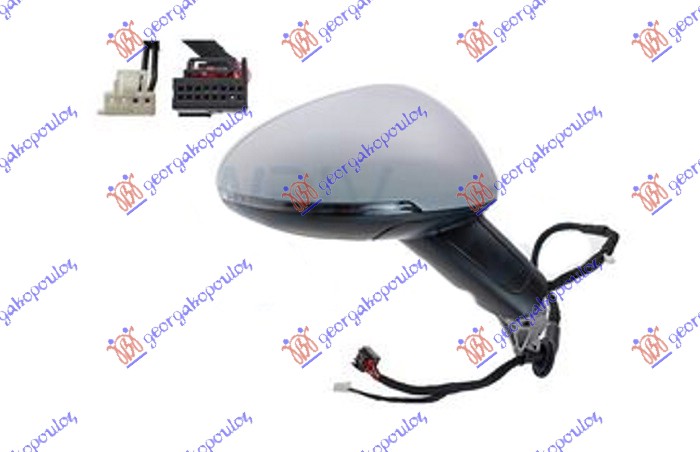 DOOR MIRROR (COMPLETE) ELECTRICAL HEATED PRIMED FOLTADLE & MEMORY (W/SIDE LAMP) (AUTO DIMMING) (CONVEX GLASS)