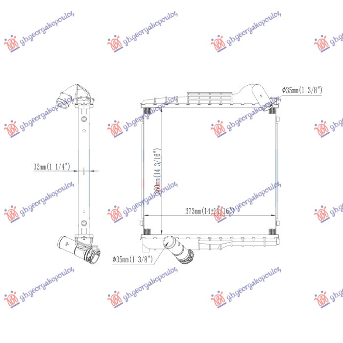RADIATOR PETROL LEFT SIDE (373x360)
