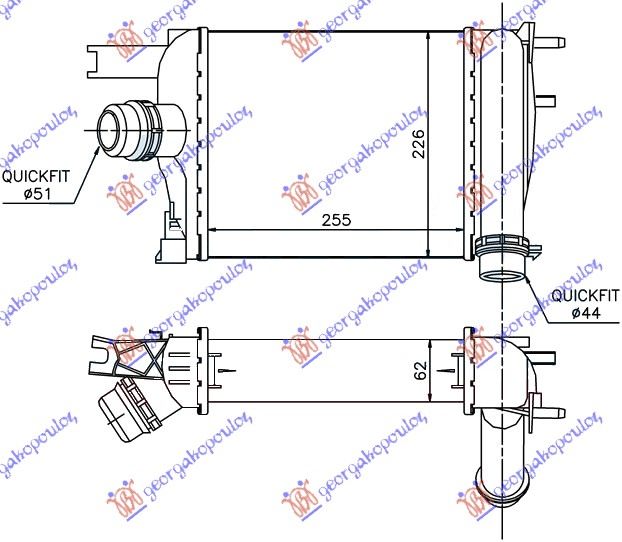 ΨΥΓΕΙΟ INTERCOOLER 1.2 ΒΕΝΖΙΝΗ - 1.5 DCi ΠΕΤΡΕΛΑΙΟ (255x226x62)