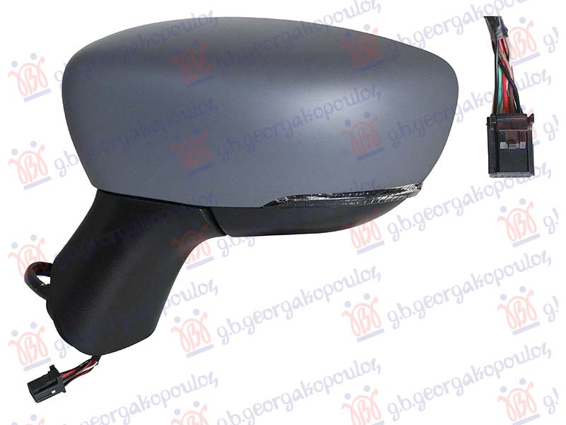 DOOR MIRROR ELECTRICAL HEATED FOLDABLE PRIMED (W/SIDE LAMP & BLIS) 10 PIN (ASPHERICAL GLASS)