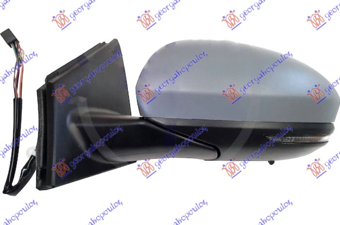 DOOR MIRROR ELECTRICAL HEATED FOLDABLE PRIMED (W/SIDE LAMP) (CONVEX GLASS)