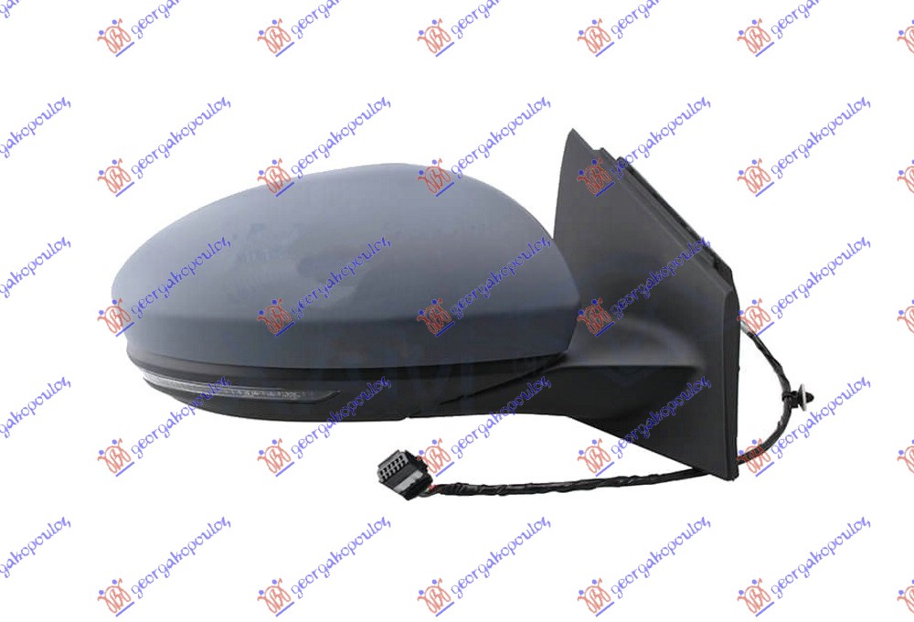 DOOR MIRROR ELECTRIC HEATED FOLD. PRIMED (W/LAMP & S. LAMP & SENSOR) 13 PIN (A QUALITY) (CONVEX GLASS)