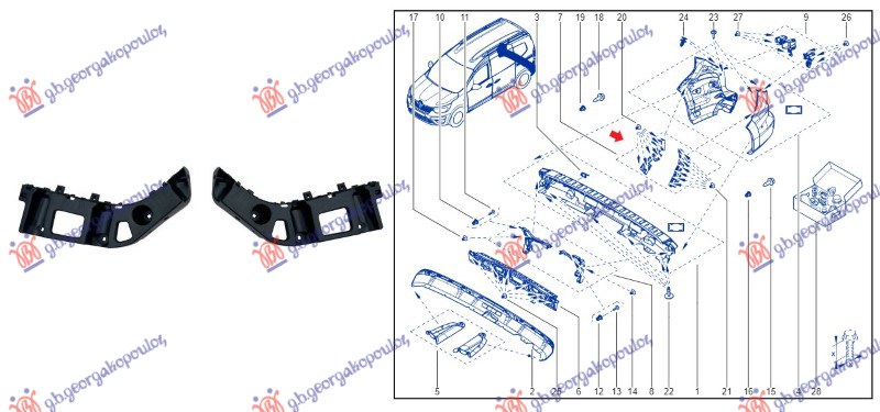 REAR SIDE BUMPER UPPER BRACKET PLASTIC (SET)