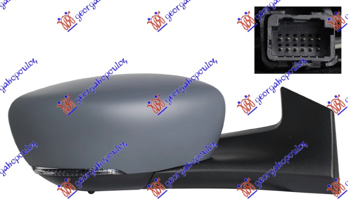 DOOR MIRROR ELECT. HEATED FOLD. PRIMED (W/S.LAMP & SENSOR & BLIS) 12 PIN (A QUALITY) (CONVEX GLASS)
