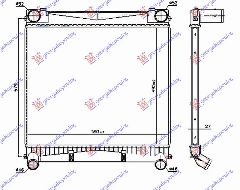 ΨΥΓΕΙΟ INTERCOOLER 3.6 TD ΠΕΤΡΕΛΑΙΟ (495x595x27)