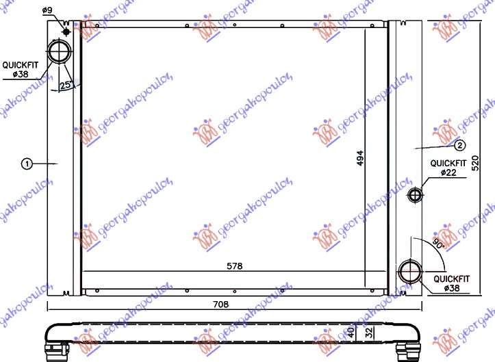 RADIATOR 3.0 TD DIESEL AUTOMATIC (570x500) ALUMINUM (NRF)