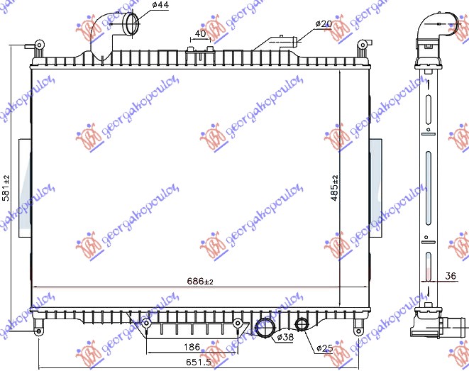 RADIATOR 4.4 TD DIESEL AUTOMATIC (485x685) (NISSENS)