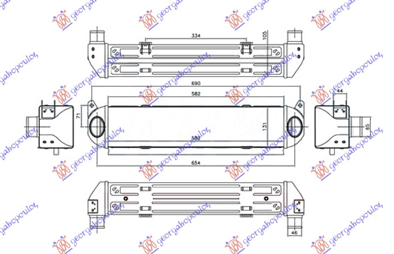 ΨΥΓΕΙΟ INTERCOOLER 2.7 TDi ΠΕΤΡΕΛΑΙΟ (580x130x105) (ALL ALUMINIUM)