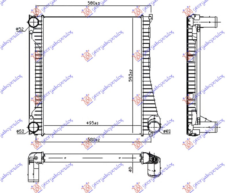 ΨΥΓΕΙΟ INTERCOOLER 3.0 TD ΠΕΤΡΕΛΑΙΟ 10- (495x593x40)