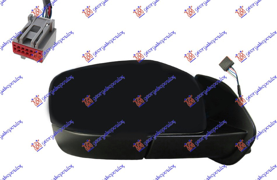 DOOR MIRROR ELECTRICAL HEATED FOLDABLE PRIMED (7PIN) -2009 (A QUALITY) (CONVEX GLASS)