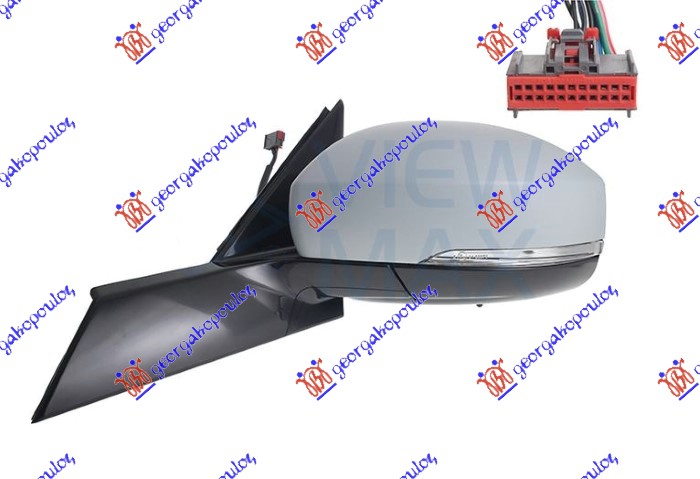 DOOR MIRROR ELECT. HEATED FOLDABLE PRIMED (W/S. LAMP & FOOT LAMP & SENSOR) (10 PIN) (A QUALITY) (CONVEX GLASS)