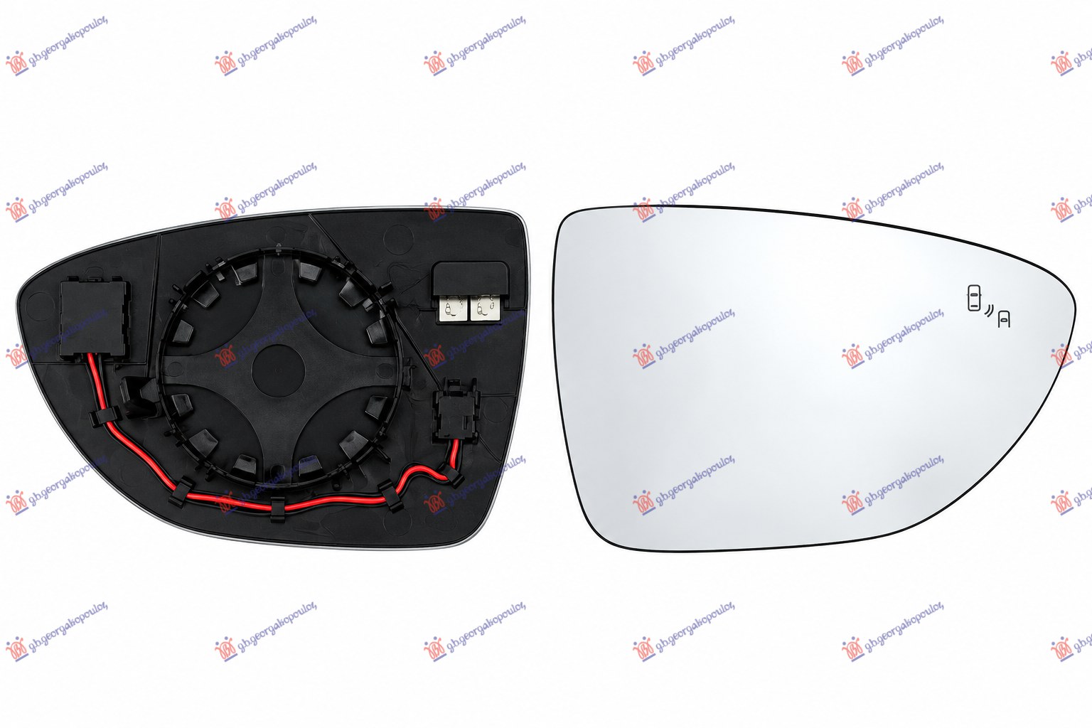 DOOR MIRROR GLASS HEATED (W/BLISS) (2 + 2 PIN) (CONVEX GLASS)