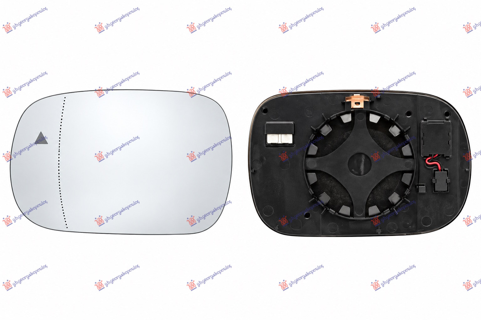 DOOR MIRROR GLASS HEATED (W/BLISS) (2+2PIN) (ASPHERICAL GLASS)