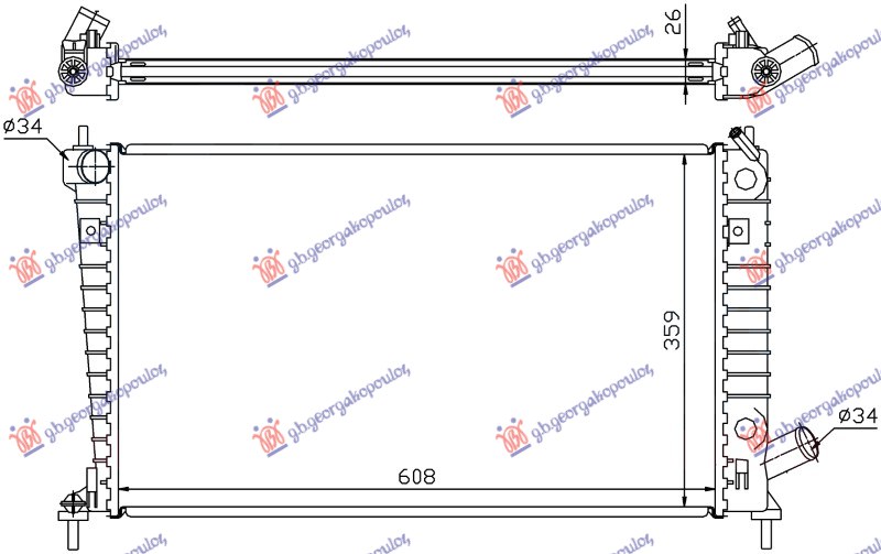 RADIATOR 2.0-2.3 PETROL MANUAL (608x359) (NRF)