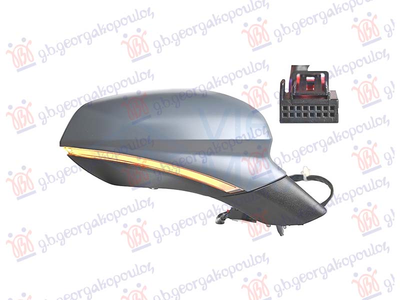 DOOR MIRROR ELECT. HEATED FOLDABLE PRIMED W/MEMORY (W/S.LAMP & F.LAMP) (16Holes/13Pins) -2024 (A QUALITY) (CONVEX GLASS)
