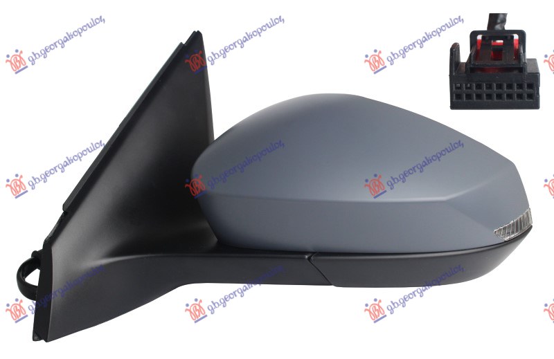 DOOR MIRROR ELECTRICAL HEATED PRIMED (W/SIDE LAMP LED) (CONVEX GLASS) (A QUALITY)
