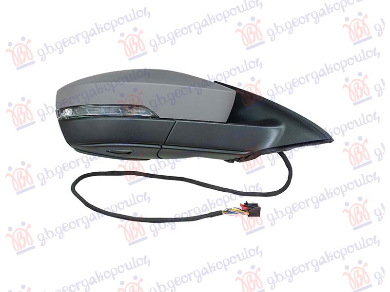 DOOR MIRROR ELECTRICAL HEATED FOLDABLE (W/MEMORY) PRIMED (W/SIDE LAMP & FOOT LAMP) (13 PIN) (CONVEX GLASS)