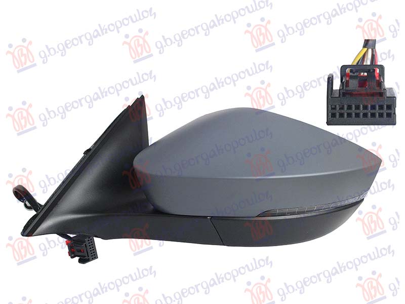 DOOR MIRROR ELECTRICAL HEATED PRIMED (W/SIDE LAMP) 6 PIN (CONVEX GLASS)