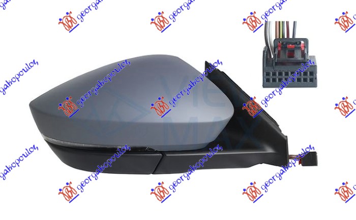 DOOR MIRROR ELECT. HEATED PRIMED (W/S. LAMP & F.LAMP) (7pin) (A QUALITY) (CONVEX GLASS)