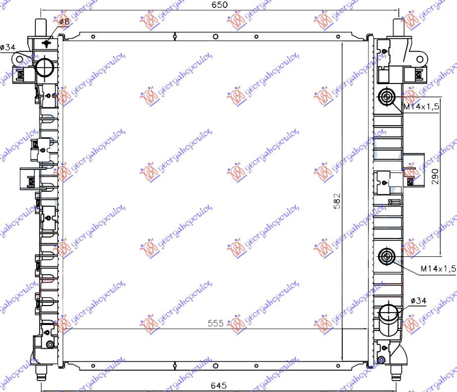 RADIATOR 2.0 Xdi DIESEL AUTOM. (555x580x26)