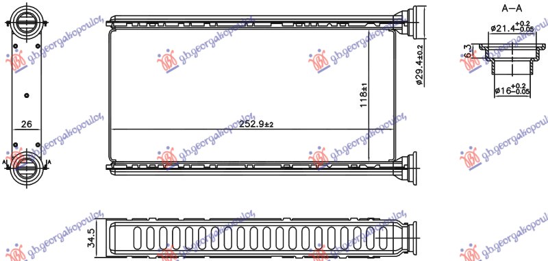 HEATER RADIATOR (118x253x26)