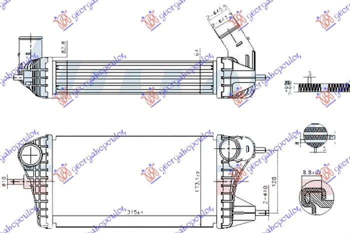 ΨΥΓΕΙΟ INTERCOOLER 1.0 HYBRID (315x173x64)