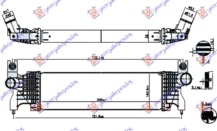 ΨΥΓΕΙΟ INTERCOOLER 1.6 DDiS ΠΕΤΡΕΛΑΙΟ (520x160x50)