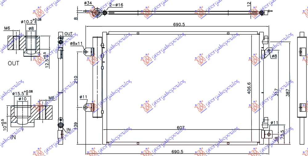 ΨΥΓΕΙΟ A/C 1.6 DDiS ΠΕΤΡΕΛΑΙΟ (607x407x12) ΜΕ START/STOP