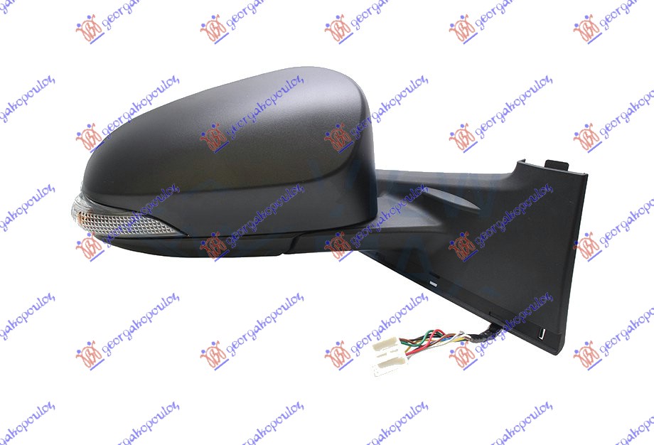 DOOR MIRROR ELECTRICAL HEATED PRIMED (W/SIDE LAMP) (7 PIN) (A QUALITY) (CONVEX GLASS)