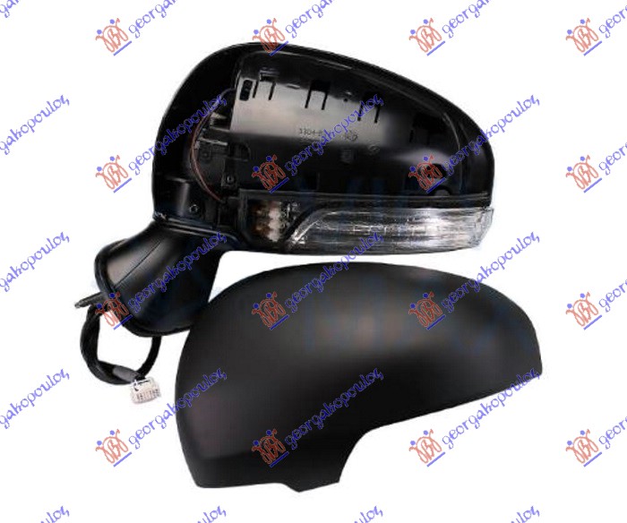 DOOR MIRROR ELECTRICAL HEATED PRIMED (W/SIDE LAMP) (A QUALITY) (ASPHERICAL GLASS)