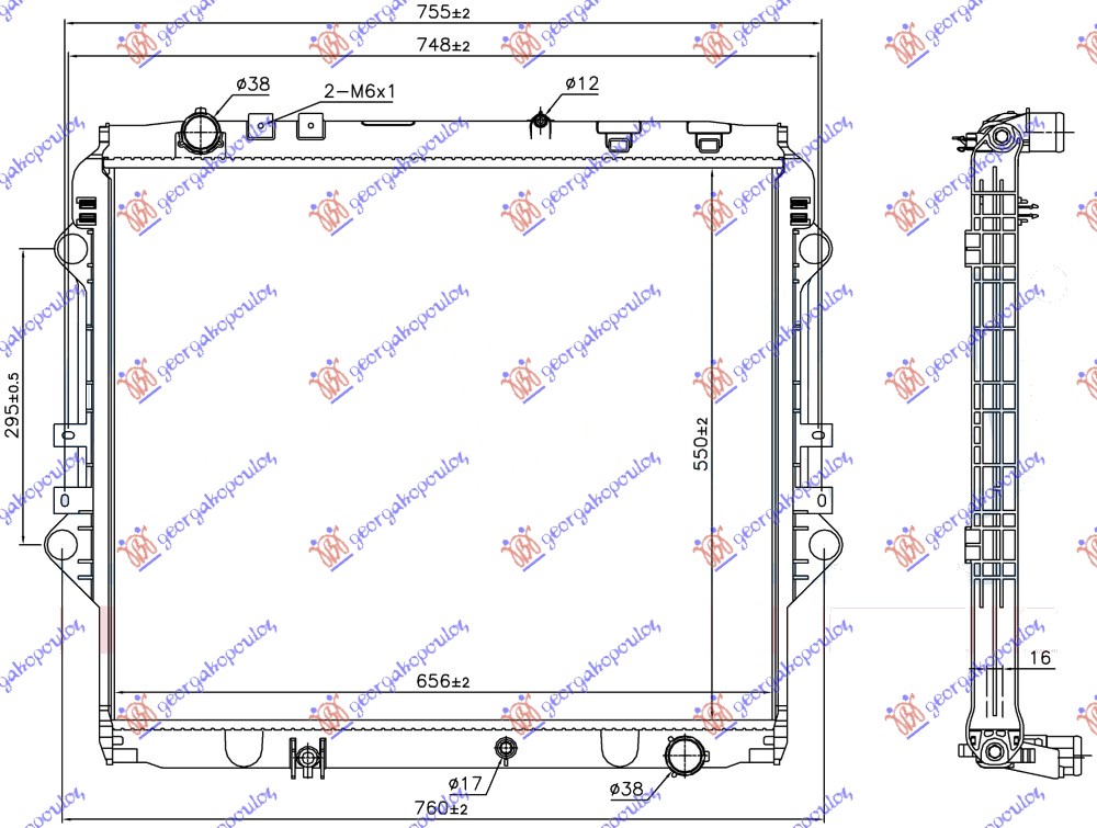 RADIATOR 2.4 D DIESEL MANUAL (550x650x27)