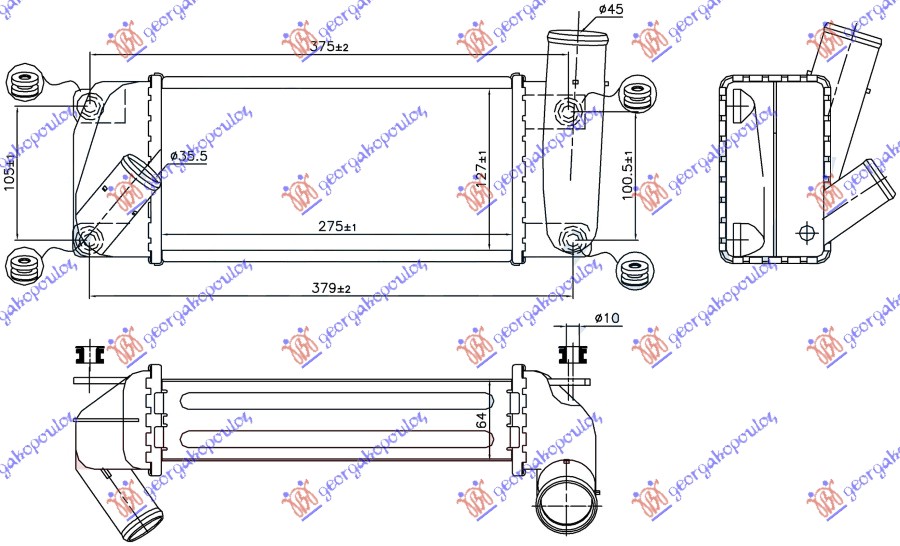 ΨΥΓΕΙΟ INTERCOOLER 1.4 D4D ΠΕΤΡΕΛΑΙΟ (275x127x64)