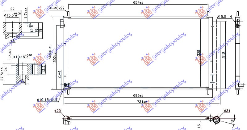 ΨΥΓΕΙΟ A/C 2.0 D4D ΠΕΤΡΕΛΑΙΟ (696x325x16) (NRF)