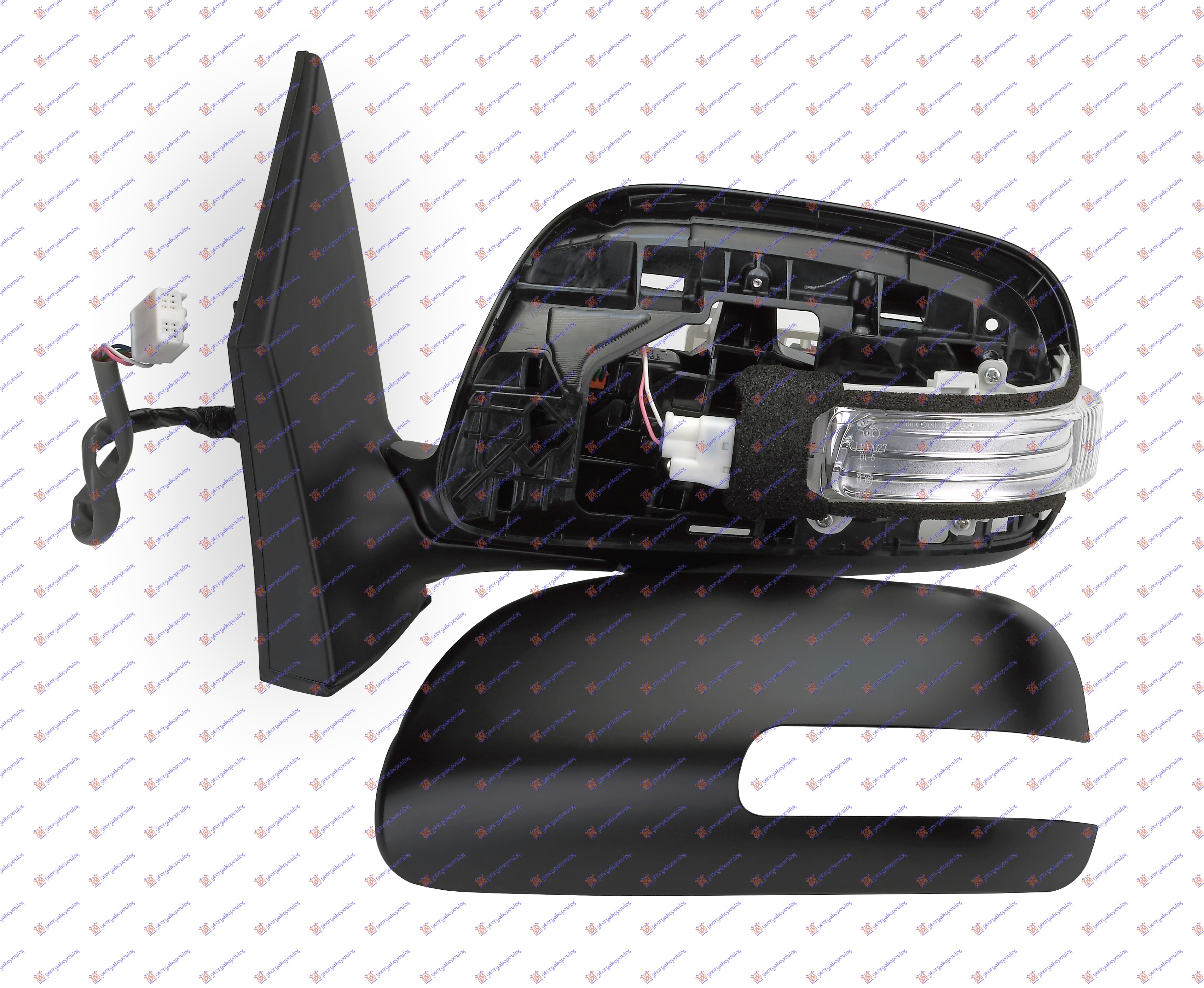 DOOR MIRROR ELECTRICAL FOLDABLE PRIMED (W/SIDE LAMP) (CONVEX GLASS)