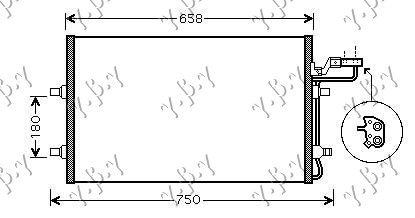 CONDENSER PETR/DSL (63x38) IN/OUT 14.4MM