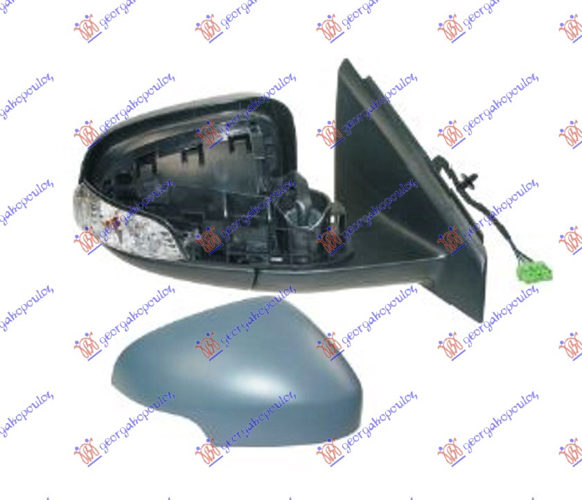 DOOR MIRROR ELECTRICAL HEATED PRIMED (W/SIDE LAMP) (A QUALITY) (ASPHERICAL GLASS)