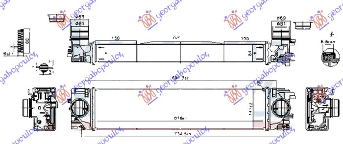 ΨΥΓΕΙΟ INTERCOOLER 1.5 (T2/T3-Τ4/T5 HYBRID) 2.0 (T4) ΒΕΝΖΙΝΗ - 2.0 (D3) ΠΕΤΡΕΛAΙΟ ((620x150x64)