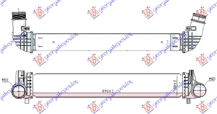 ΨΥΓΕΙΟ INTERCOOLER 2.0 (GTi) ΒΕΝΖΙΝΗ (690x105x80) (NISSENS)