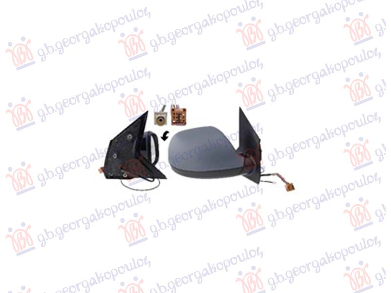 DOOR MIRROR ELECTRICAL HEATED FOLDABLE PRIMED (W/ANTENNA & BLIS) (9+1 PIN) (CONVEX GLASS) (A QUALITY)