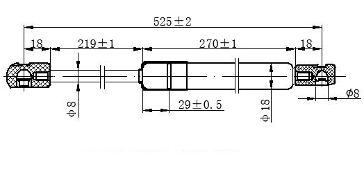 GAS SPRING TAIL GATE (525L-150N)