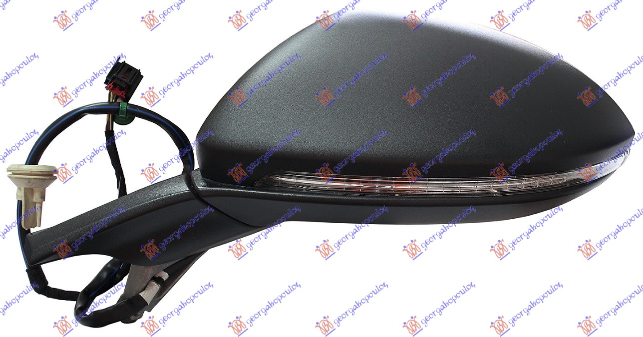 DOOR MIRROR ELECTRICAL HEATED PRIMED (W/SIDE LAMP & FOOT LAMP) (A QUALITY) (ASPHERICAL GLASS)