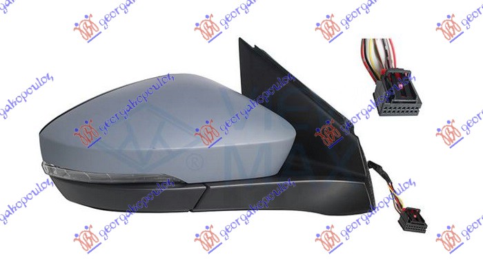 DOOR MIRROR ELECTRICAL HEADED PRIMED (W/SIDE LAMP) (8 PIN) (A QUALITY) (CONVEX GLASS)