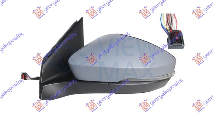 DOOR MIRROR ELECTRICAL HEATED FOLDABLE PRIMED (W/SIDE LAMP & BLIS) (10 PIN) (A QUALITY) (ASPHERICAL GLASS)