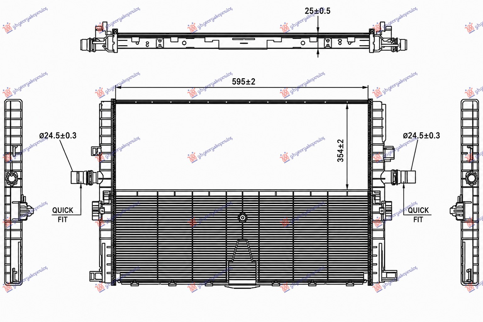 RADIATOR ELECTRIC (595x364x26) (NISSENS)